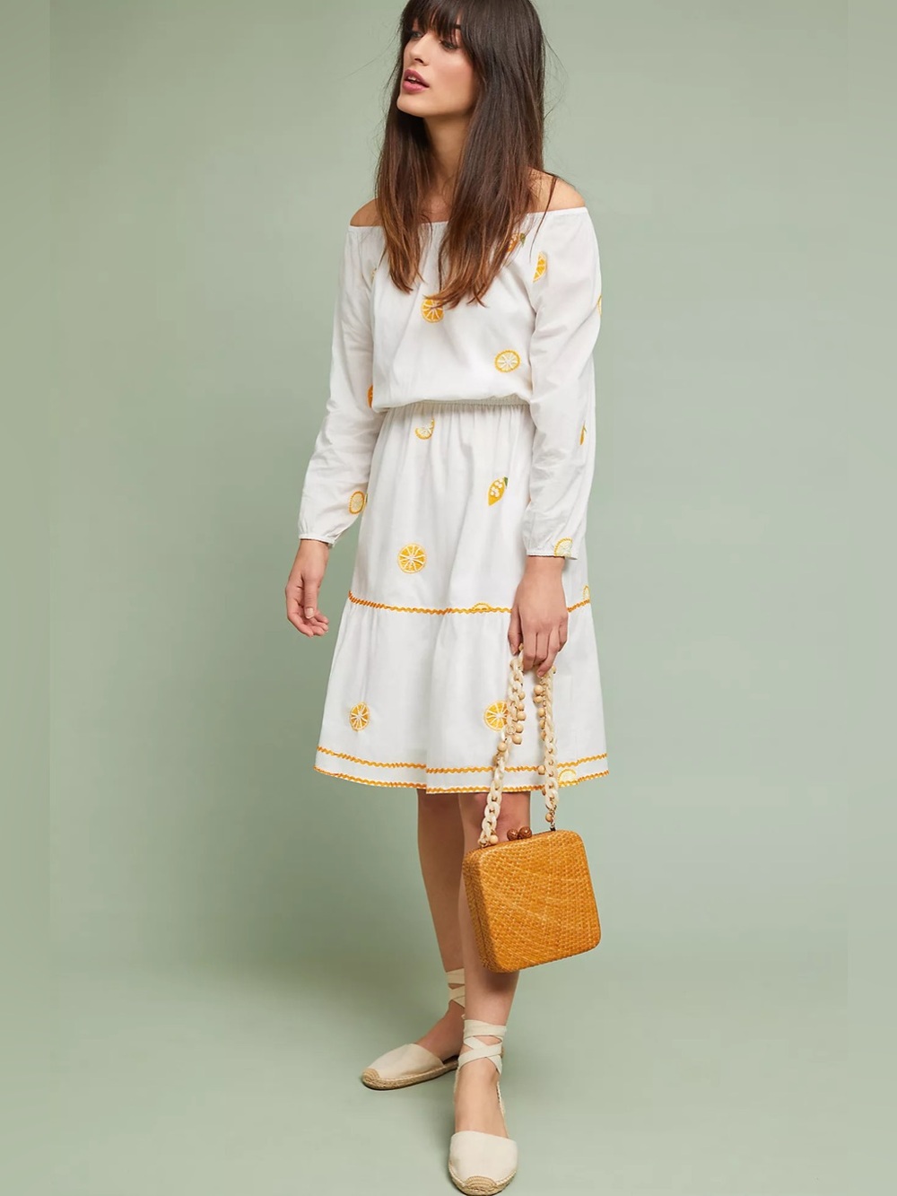 Nimo With Love Milazzo Embroidered Beaded White Cotton Lemon Dress Size XS